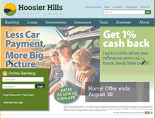 Tablet Screenshot of hoosierhillscu.org